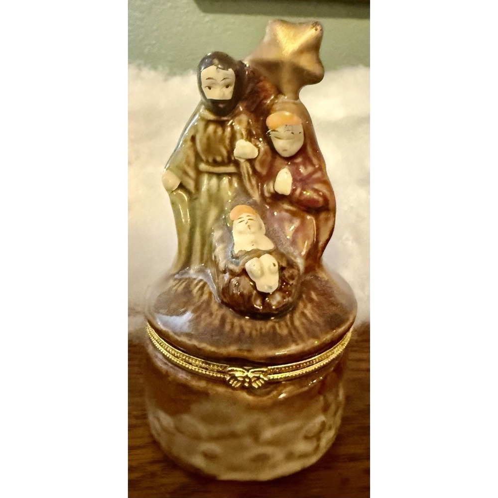 Nativity Trinket Box 5 In X 2.5 In Holy Family Baby Jesus Christmas READ‎